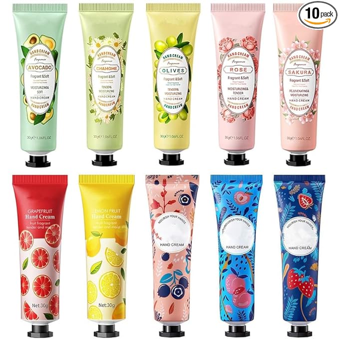 10 Pack Hand Cream for Dry Cracked Hands, Travel Size Moisturizing Mini Hand Lotion Gifts for Women with Natural Fragrance - Christmas Gifts,Thanksgiving Gifts,Teacher Appreciation Gifts,Party Favors