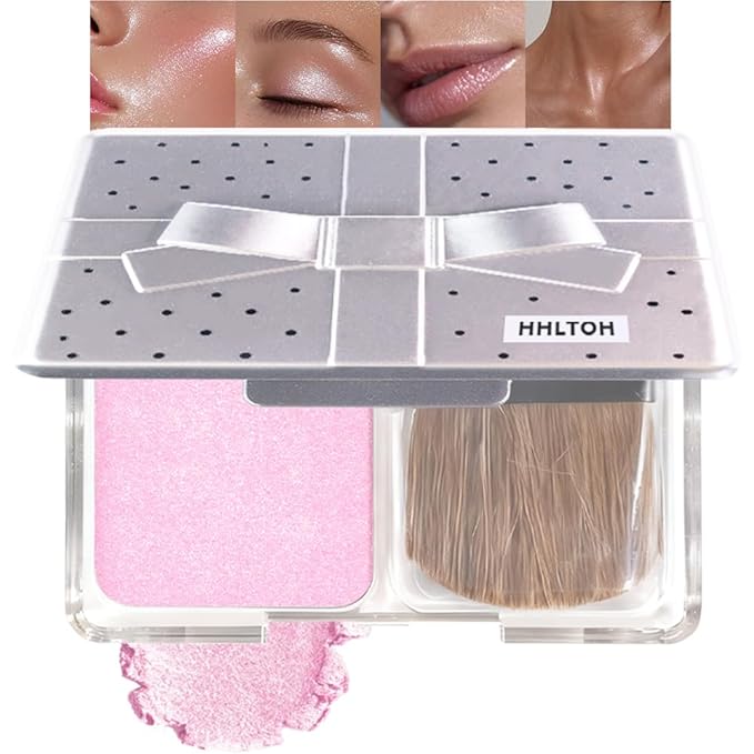 Light Pink Cream Sparkle Glitter Shimmer Eyeshadow Palette Makeup for Women, Pink Buttery Cream Powder Highlighter Vegan, de sombras de ojos, Built-in Mirror & Brush 05