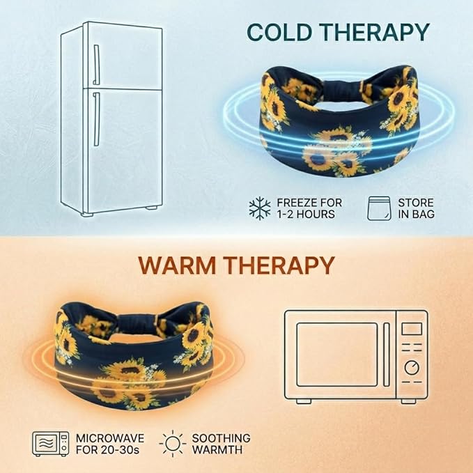 Migraine Relief Cap - Cooling Headache Ice Pack Mask Headband - Cold Gel Head Hat Neck WrapEye Mask - Soothing Relief Products for Hangover, Stress & Tension - Thoughtful Gifts