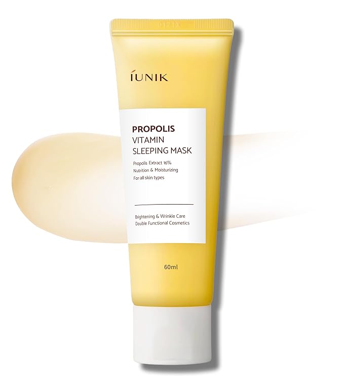 IUNIK Propolis Vitamin Sleeping Mask – Propolis, Vitamin C & Centella Overnight Moisturizing Sleeping Mask for Radiant, Firm-Looking Skin, Korean Skincare, 60ml / 2.02 fl oz