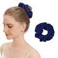 Silk Hair Scrunchies for Women, 100% Mulberry Silk Hair Ties, No Damage for Curly Hair, Large Scrunchie for Sleep, 1-Pack, Dark Navy Blue, L