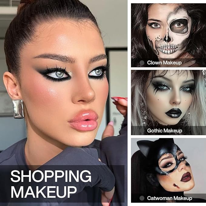 Black Matte Eyeshadow Single with Applicator, High Pigment Long-Lasting Waterproof Matte Black Eye Makeup for Smokey Eyeshadow, Eyeliner, Gothic, Dramatic Looks, and Halloween Costume Makeup