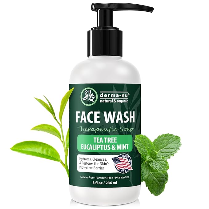Derma-Nu Gentle Face Wash for Men & Women Hydrating Facial Cleanser for Eczema, Psoriasis & Sensitive Skin Fights Redness, Oil & Breakouts pH-Balanced & Perfect for Oily, Blemish-Prone Skin 8oz