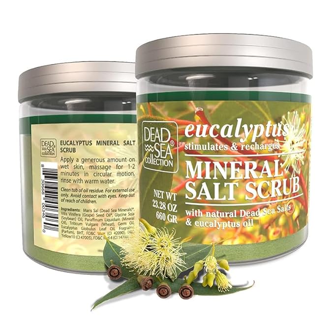Dead Sea Collection Eucalyptus Salt Scrub – Exfoliating Body Scrub for Women – Moisturizing and Nourishing Skin – with Pure Oils and Dead Sea Minerals (23.28 Oz)