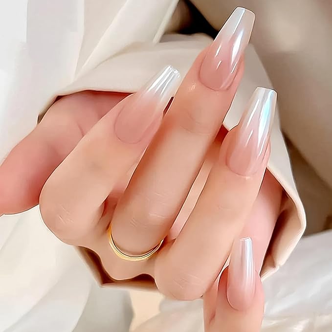 White Chrome Nail Powder Shimmer Clear Aurora Mirror Effect Ice Transparent Blue Glitter Pigment Chrome Powder for Nails Gel Polish Design Unicorn Pearl Powders 0.5g
