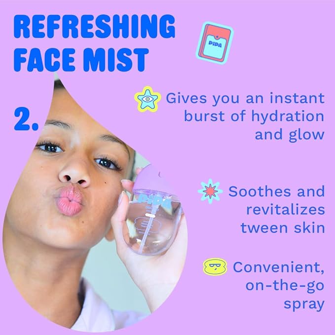 Pipa Skincare Clean Start Kids Skincare Set for Girls & Tweens 8-12 | 3-Step Alcohol-Free Routine | Foam Cleanser + Moisturizer + Facial Mist | Birthday Gift Bundle