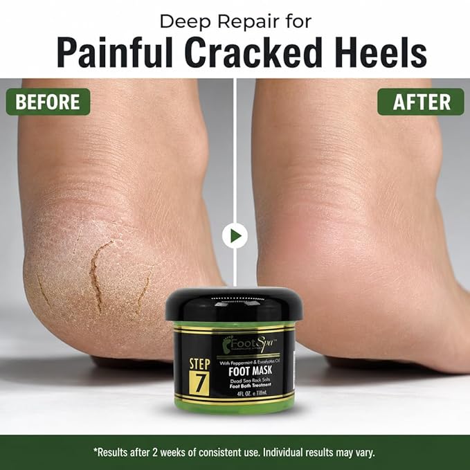 FOOT SPA - Cream Mask for Foot, 4 Oz With Peppermint and Eucalyptus Oil - Pedicure Massage for Tired Feet and Body, Hydrating, Fresh Skin