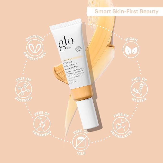 Glo Skin Beauty C-Shield Anti-Pollution Moisture Tint SPF 30, 3W-Light – Tinted Moisturizer with SPF, Lightweight Tinted Sunscreen for Face, Vitamin C & Squalane, Dewy Sheer Coverage, All Skin Types