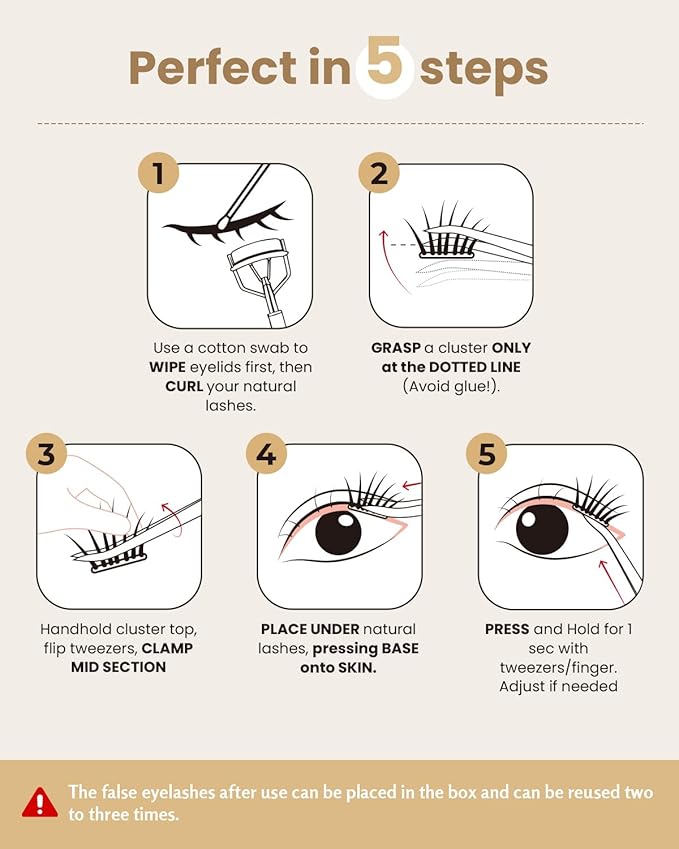 Self Adhesive Eyelashes Glue Free Lash Clusters Easy Removal Ultra Thin Lightweight Press on lashes Natural Wispy 10-14mm Fluffy False Eyelashes 90 Clusters Lash Clusters Kit