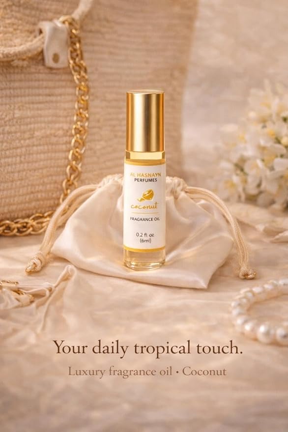 AL-HASNAYN Coconut Fragrance Oil Roll-On Perfume 6ML 0.20 fl oz Alcohol Free Long Lasting Gifts for Men Women
