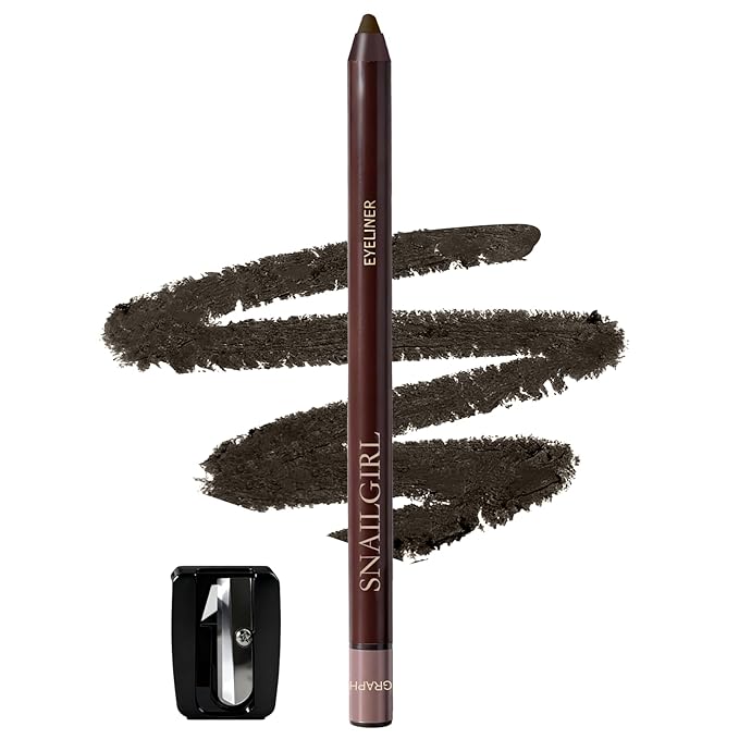 Graphite Gel Eyeliner Pencil,Smudge-proof Waterproof Long Lasting Plum Eye Liner, High-Pigmented Smooth Creamy Formula for Mature Women, Eyes Makeup Pen Includes Sharpener