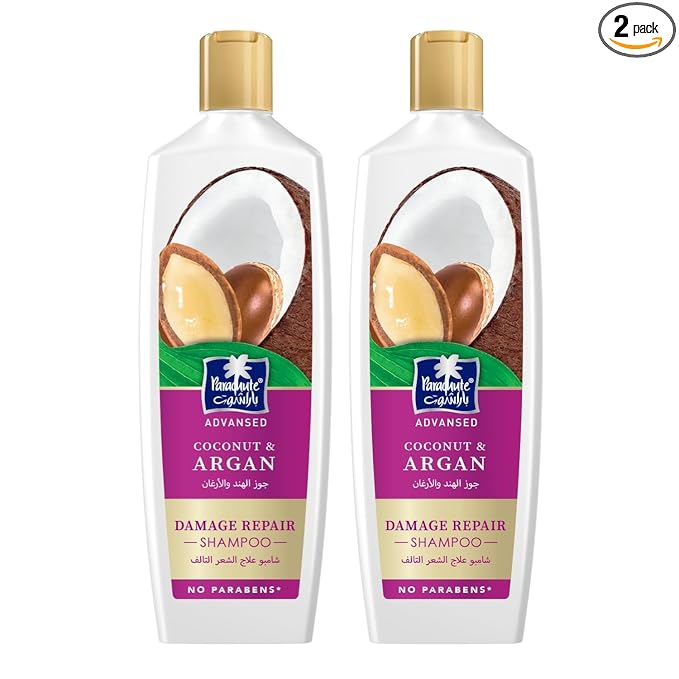Parachute Advansed Argan Shampoo for women & men | Repairs Dry & Damaged Hair| Moisturizes Hair| 0% Harmful Chemicals | 11.4 Fl oz | Pack of 2