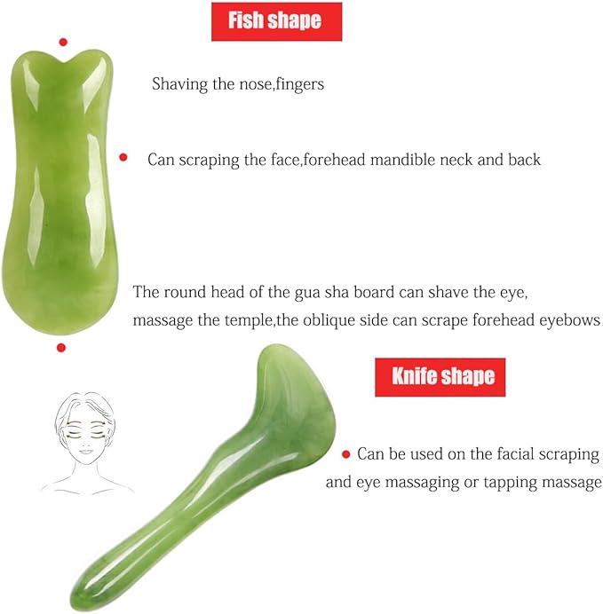 7 Pack Gua Sha Scraping Massage Facial Tools Kit, ResinGuasha Scraper Board Health Care Beauty Scrape Plate with Flax Bag for Face Body Leg Back Care Physical Acupuncture Deep Tissue Therapy (Green)