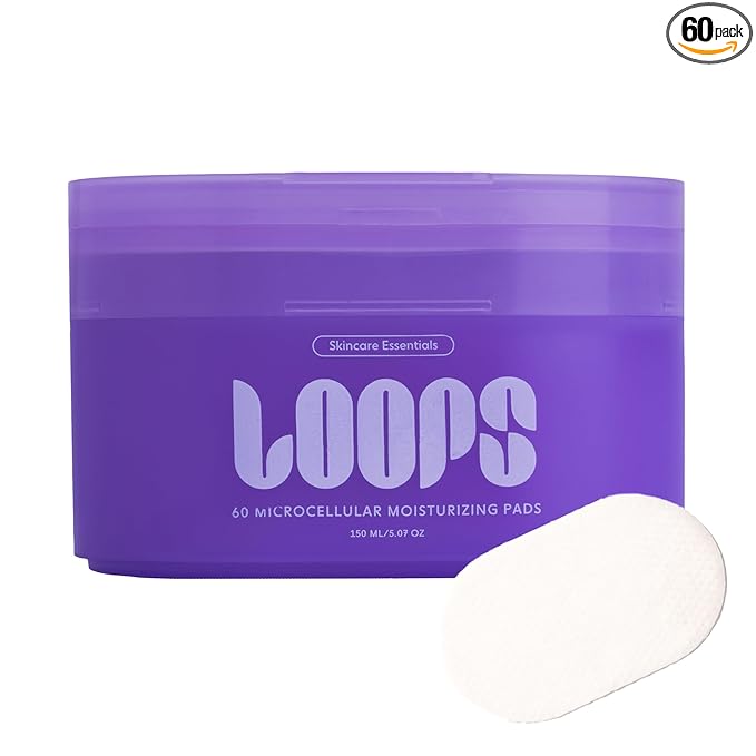 LOOPS MicroCellular Moisturizer Korean Skincare - Nourish, Replenish, and Rebalance - Collagen Boosting & Restoring - Pre-soaked Veocell Embo Bamboo Pad - Anti-Aging Face Moisturizer - Pack of 60