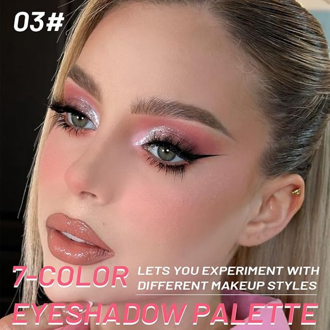 CAKAILA 7Colors Eyeshadow Makeup Palette,Pink Mauve Brown Champagne Natural Neutral Eye Shadow Palettes for Older Women,Long Lasting Naturing-Looking,Lightweight,Eye Makeup Kit Travel Size,Vegan