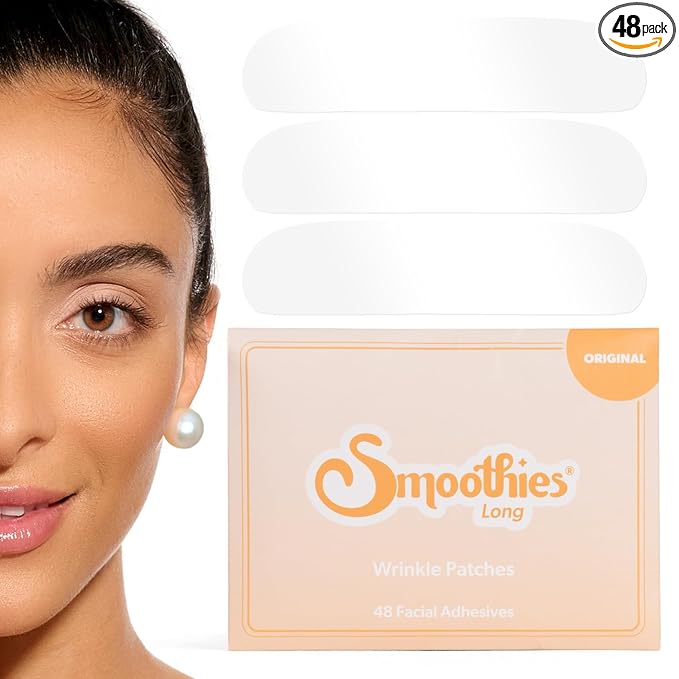 Smoothies Long Forehead Wrinkle Patches for Face Overnight - Facial Patches for Forehead, 48 Facial Adhesives per Box - Face Tape, Made in the USA