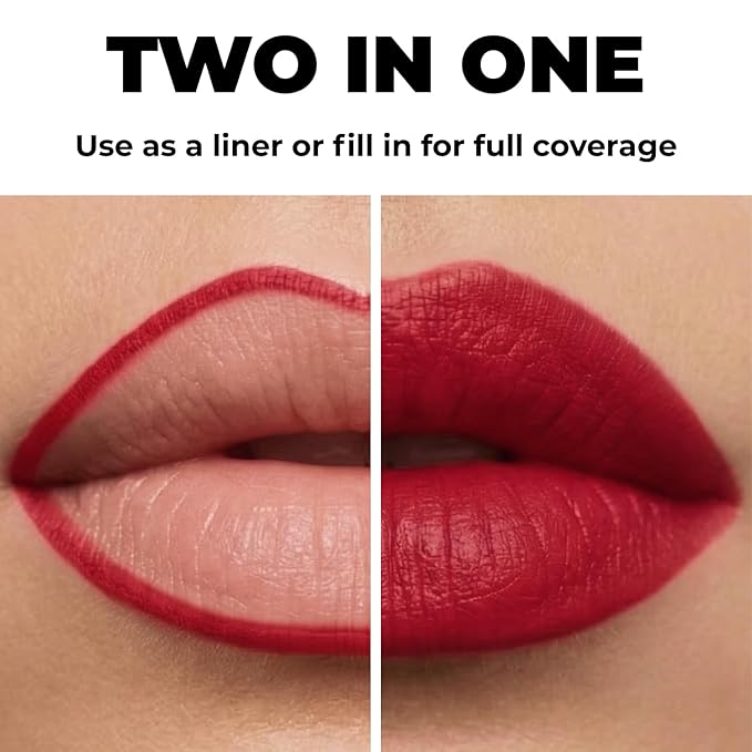 Lamel Gel Lip Liner Pencil - Ruby Red - 2-in-1 Waterproof Lip Liner - 8-Hour Wear, Creamy Texture, Sharpenable, High Pigment - Provides Smooth Finish or Full Coverage - N.411