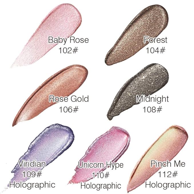 Liquid Eyeshadow 12 Colors Long Lasting Waterproof Shining Shimmer Glitter Eyeline liquid Matte Eyeshadow ,Girls Silver Liquid Eyeshadow for Party Festival Makeup Beauty