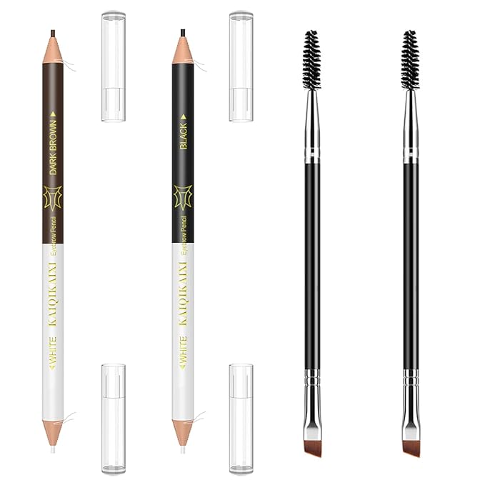 Eyebrow Pencil, Waterproof Professional Makeup Micro Brow Pencil,Eyebrow Pencil Case With Double Head And Eyebrow Brush Ultra Fine Hard Pen Refill