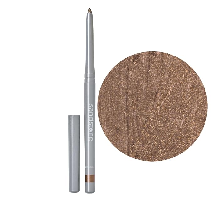 Sandstone Scandinavia Hypoallergenic Waterproof Metallic Eyeliner Pencil – Golden Brown – Fragrance-Free, Vegan – Smudge-Proof Eye Liner for Sensitive Eyes