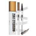 2-in-1 Eyebrow Pencil & Tinted Brow Gel - Dual-Ended Microblading Pen with 4-Fork Tip, Waterproof, Smudge-Proof for Natural Hair-Like Brows, Long Lasting 24H (Brown)