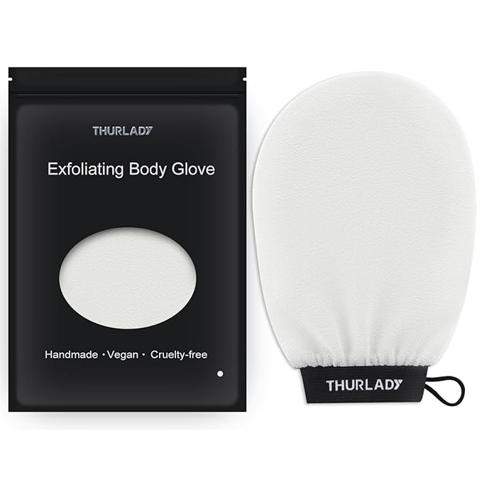 Exfoliating Glove, Korean Exfoliating Mitt Body Scrubber, Viscose Fiber Bath Shower Scrub Gloves, Dead Skin Remover for Body, Skin Care Tools for Smoother Skin, Self-Tan Prep & Removal, White