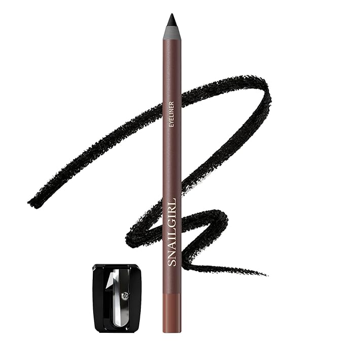 Black Gel Eyeliner Pencil for Mature Eyes, Smooth Glide, No Tugging or Pulling for Soft & Natural Look, Waterproof Smudge-Proof Long-Lasting with Sharpener