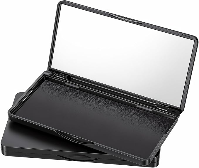2Pcs Empty Magnetic Makeup Palette, Empty Eyeshadow Blush Powder Dispensing Storage Box with Mirror Rectangular Cosmetics Tavel Storage Box for DIY Cosmetics Lipstick Blush Powder (4.69" x 2.48")