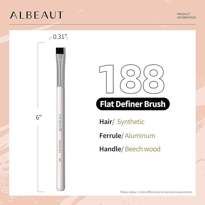 Albeaut Flat Eyebrow Concealer Brush, Eyeliner Definer Makeup Brush Winged Liner for gel powder products (188 flat definer)