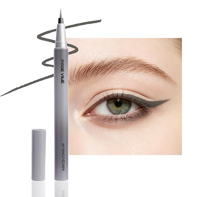 Ultra Fine Liquid Eyeliner Pen - Formula for Mature Women, Slim Precision Tip for Winged & Inner Corner, Waterproof Smudge-Proof, Quick-Drying & Long-Lasting #05 Cement Gray