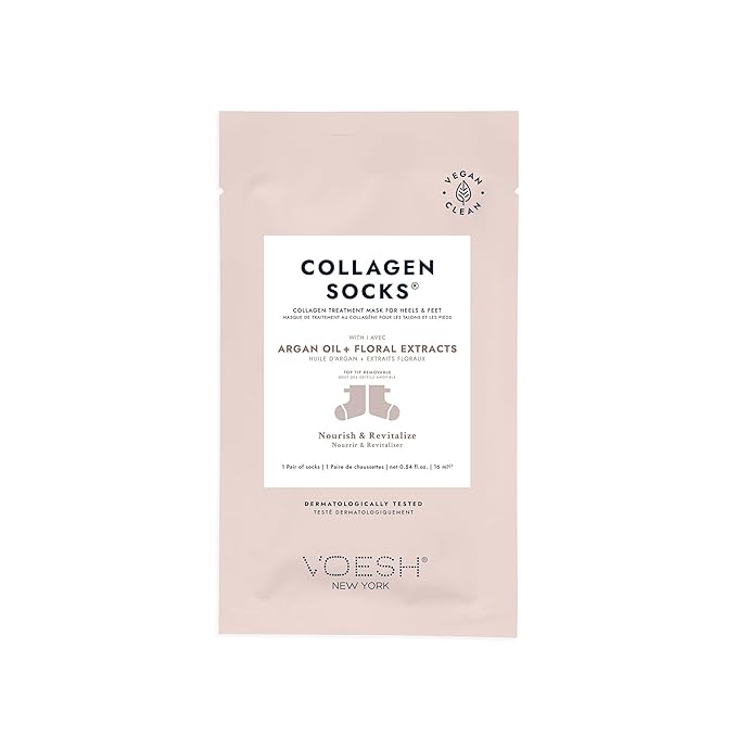 VOESH Collagen Socks, Collagen Socks for Dry Feet, Variety 5 Pack, Cracked Heel Repair, Moisturizing Socks, Spa Pedicure Treatment, Spa Socks, Foot Peel Masks, Vegan