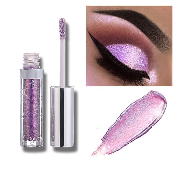 Shining Shimmer Glitter Liquid Eyeshadow Metallic Pigments Makeup Metals Gloss for Eyes Eyeliners Sparkling Eye Shadow Set Gift Shiny Pen Eyeliner Kit Long Lasting Waterproof (A110)