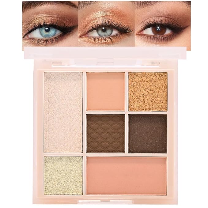 CAKAILA 7Colors Eyeshadow Makeup Palette,Nude Pink Brown Natural Neutral Eye Shadow Palettes for Older Women,Long Lasting Naturing-Looking,Lightweight,Eye Makeup Kit Travel Size,Vegan