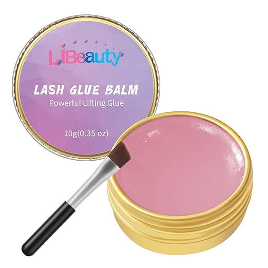 Libeauty Lash Lift Balm Lash Lift Glue Adhesive Strong Sticky Fruit Flavor Eyelash & Eyebrow Perm Glue Balm Brow Lamination Gel (Pink Rose, 10g/0.35oz)