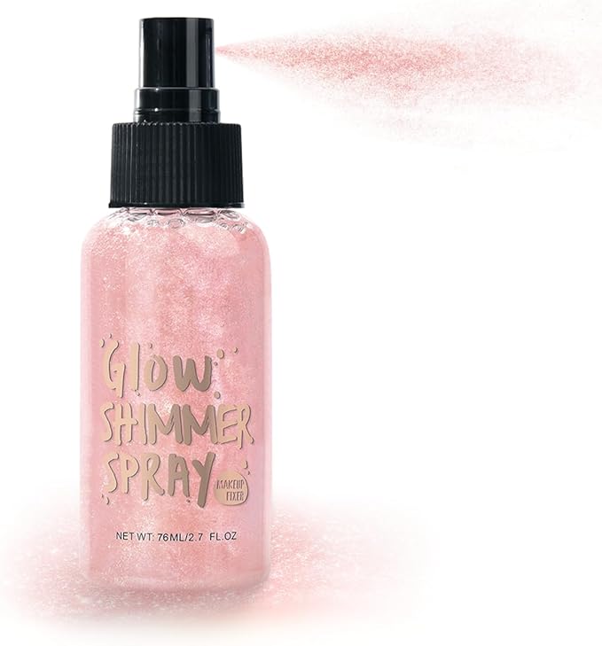 Body Glitter Spray, Body Shimmer Spray Quick Drying Body Glow Shimmer Long-Lasting Shiny Glitter for Women Men for Party, Concert 2.6 Fl Oz. (Light Pink)