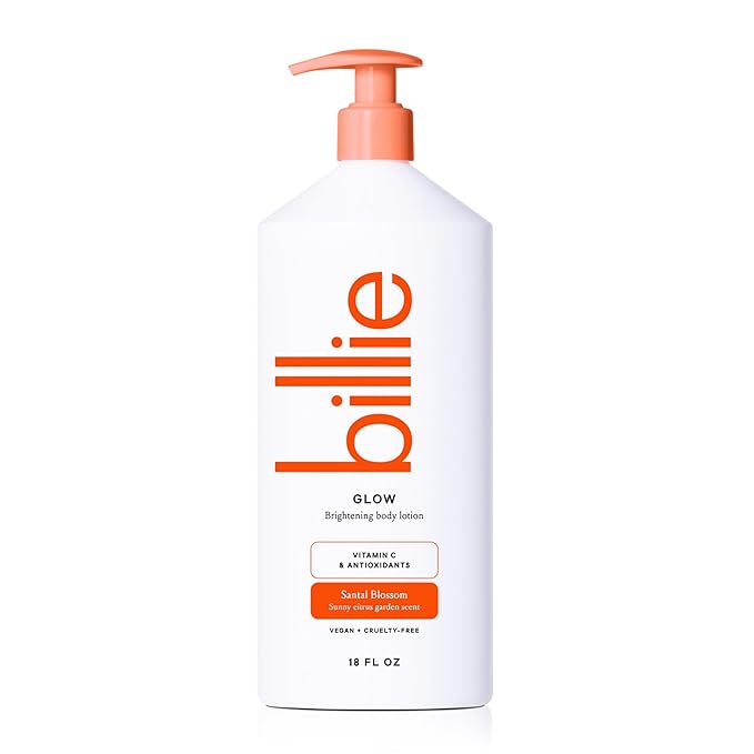 Billie Glow Brightening Women's Body Lotion, Citrus Woods Scent, With Vitamin C, 18 fl oz