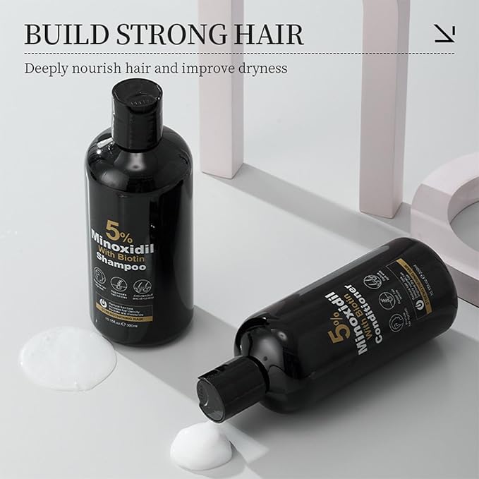 Kormesic 5% Minoxidil With Biotin Shampoo And Conditioner,Shampoo&Conditioner&Scalp Serum&Massage Cream,With Panax Ginseng Root & Zingiber Natural Essence For Women Men Hair Growth ﻿ (Shampoo)
