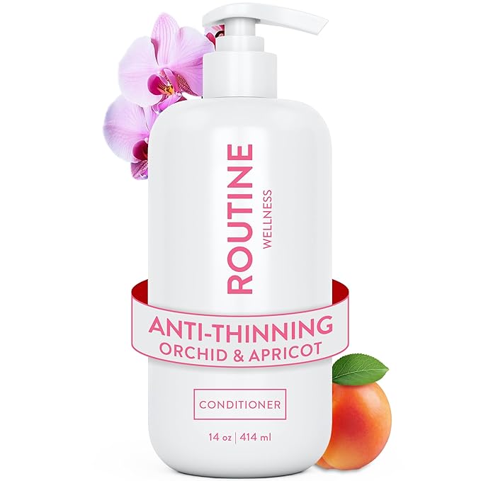 Routine Wellness Anti-Thinning Deep Conditioner for Thinning Hair to Reduce Breakage - CLINICALLY TESTED Formula with DHT Blockers Saw Palmetto, Nettle Oil - Orchid & Apricot Conditioner