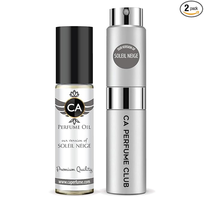 CA Perfume Duo Impression of Soleil Neige For Women And Men Perfume Layering Set Long Lasting Travel Size EDP + Body Oil Roll-On Bottle 0.27 Fl Oz+0.33 Fl Oz