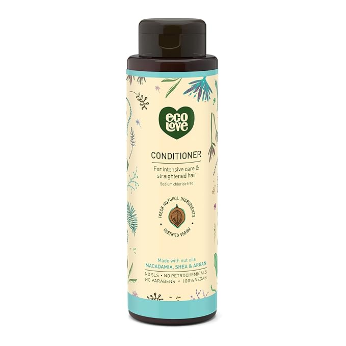 ecoLove – Natural Conditioning for Chemically Straightened Hair and Dry Damaged Hair – No SLS or Parabens - With Natural Moroccan Oil Extract - Vegan and Cruelty-Free Hair Treatment, 17.6 oz