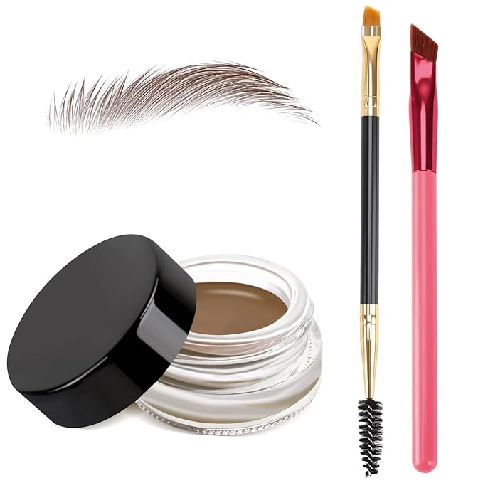 3 IN 1 Eyebrow Gel Kit With 2 Eyebrow Brushs,【High Pigment】,【Waterproof】,【Long Wearing】, Eyebrow Pomade For All Skin Tones, #09 caramel