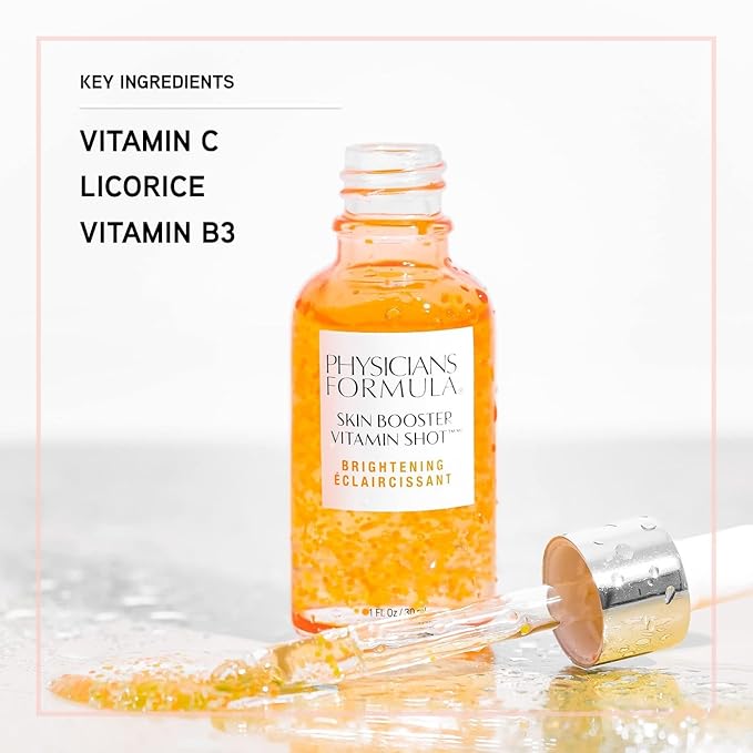 Physicians Formula Skin Booster Vitamin Shot, Brightening Serum with Vitamin C, Licorice & B3, Targets Dark Spots for Radiant Glow – Brighten (Pack of 2)