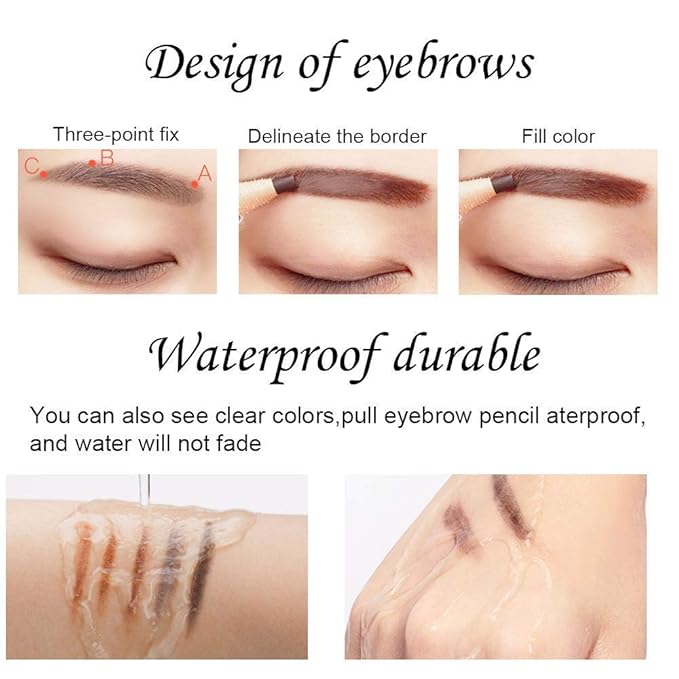 Long-lasting Waterproof Eyebrow Pencil with Pull Cord - Perfect for Marking, Filling, and Outlining - Tattoo Makeup for Waterproof and Durable Permanent Eyebrow Liners (Gray)
