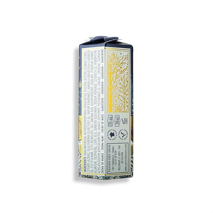 Panier des Sens - Christmas Limited Edition - Lavender Mini Hand Cream for Dry & Cracked Hands - 97% Natural Ingredients - Shea Butter & Olive Oil - Nourishing Hand Care Gift - Travel Size 1 Fl Oz