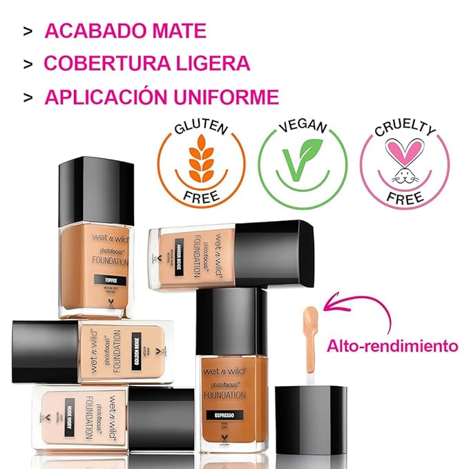 wet n wild Photo Focus Matte Liquid Liquid Foundation Shell Ivory, Vegan & Cruelty-Free