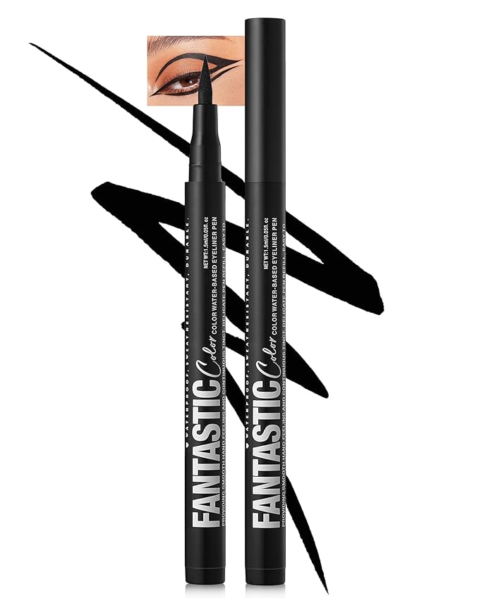 Black Matte Liquid Eyeliner Pencil, Colorful High Pigmented Waterline Eye liner Waterproof Pen, Bright Colored Smudgeproof Long Lasting Eyeliner Pen Christmas Party Festival Makeup Gift for Women-12