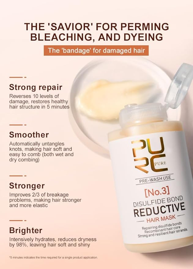 PURC Keratin Hair Mask Disulfide Bond Hair Treatment Smoothing Straightening Hair Cream Repair Damaged Hair Care Products
