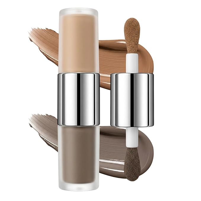 Erinde Dual Ended Liquid Contour Stick, Cool Toned Gray Contour & Warm Brown Bronzer, Lightweight Blendable Matte Cream Formula, Long Lasting Face Sculpting Makeup, Vegan & Cruelty-Free
