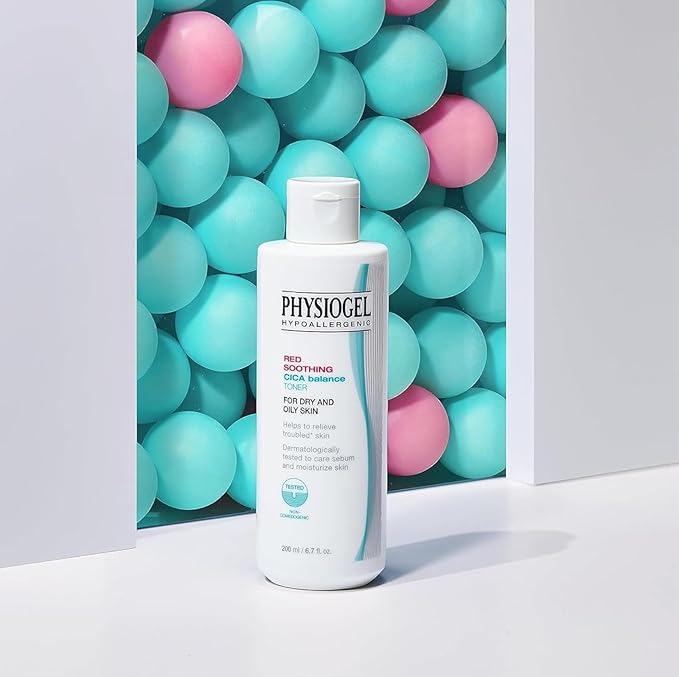 Physiogel Red Soothing Cica Balance Toner, Manages Skin Troubles, Refines Pores, Controls Sebum, Moisturizing, Cica, PEA, Niacinamide, Panthenol, Hypoallergenic Face Toner for Men & Women