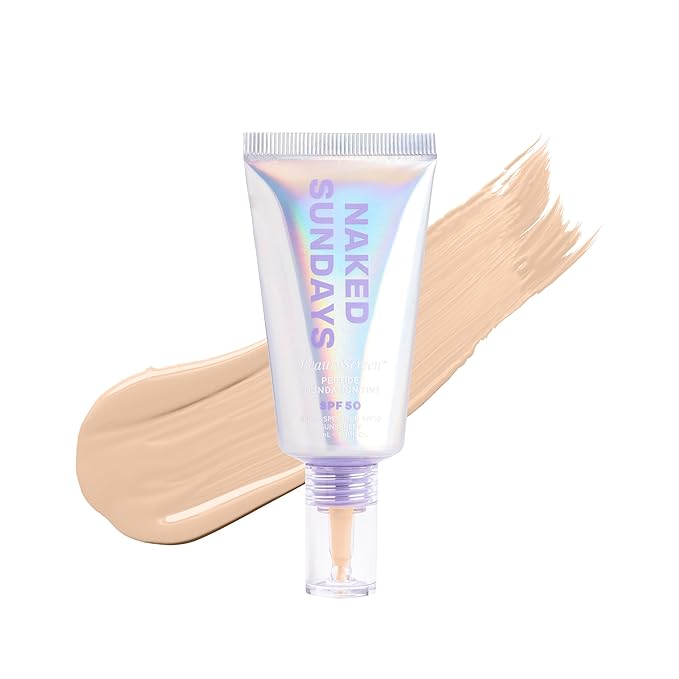 Naked Sundays BeautyScreen Peptide Foundation Tint - SPF 50 Tinted Sunscreen & Skincare Makeup with Zinc Oxide, Niacinamide - Lightweight Natural Coverage, 2 Fair Sand, 1.01 oz